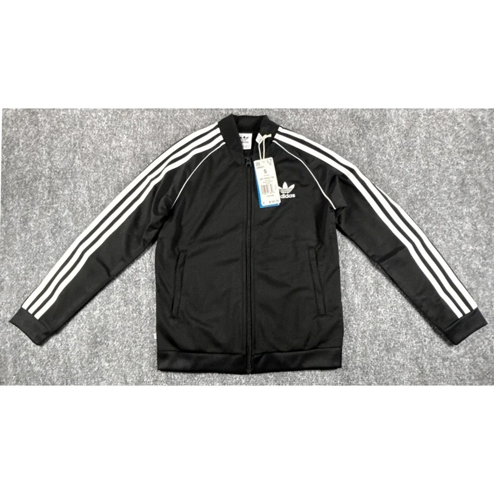 Adidas Originals SST Track Jacket Youth Small 9-10 Yrs Black White Full Zip NWT